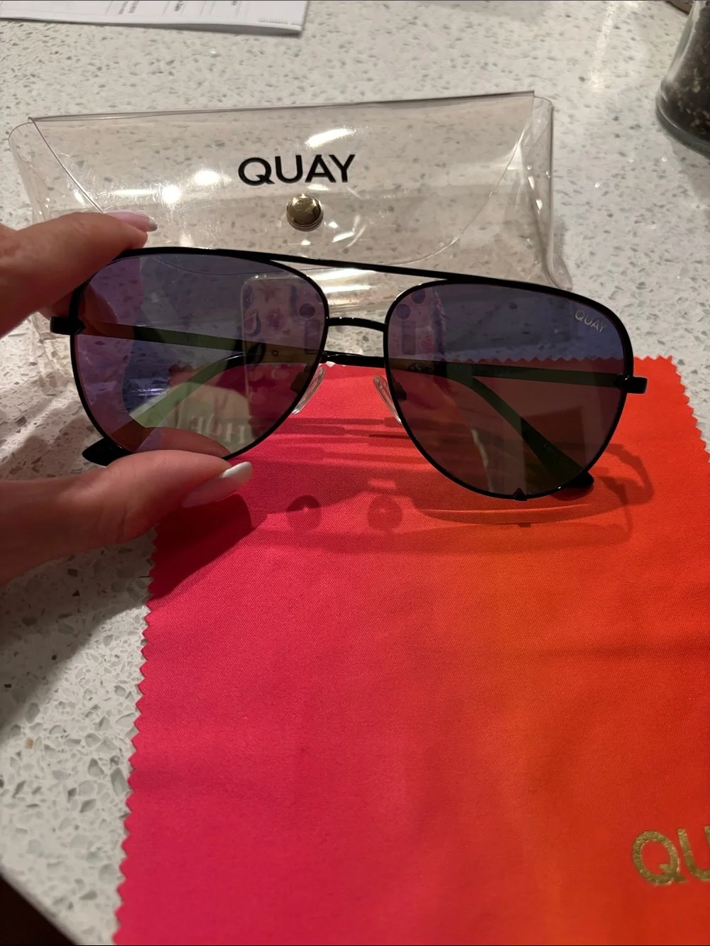 Quay Black Reflective High Key Mini Aviator Sunglasses